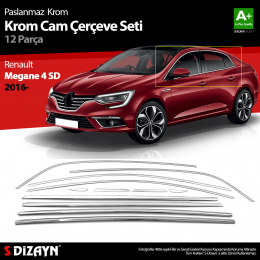 S-Dizayn Renault Megane 4 SD Krom Cam Çerçevesi 12 Prç. 2016 Üzeri A+ Kalite