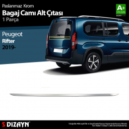 S-Dizayn Peugeot Rifter Krom Bagaj Camı Alt Çıtası 2019 ve Üzeri