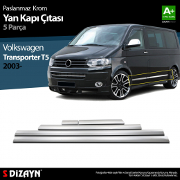 S-Dizayn VW T5 Transporter Krom Yan Kapı Çıtası 5 Prç 2003-2010 (K.Ş)