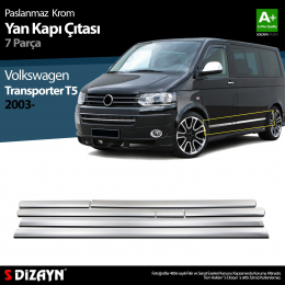 S-Dizayn VW T5 Transporter Krom Yan Kapı Çıtası 7 Prç 2003-2010 (U.Ş)