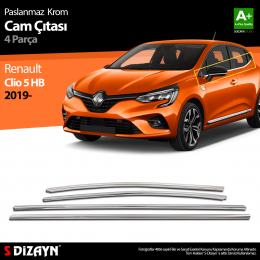 S-Dizayn Renault Clio 5 Krom Cam Çıtası 4 Prç 2019 ve Üzeri