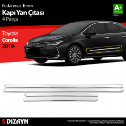 S-Dizayn Toyota Corolla Krom Kapı Yan Çıtası 4 Prç 2019 Üzeri