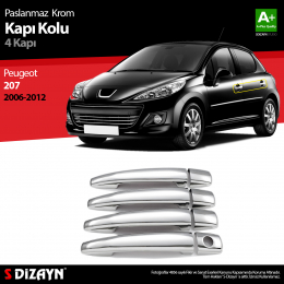 S-Dizayn Peugeot 207 Krom Kapı Kolu 4 Kapı 2006-2012