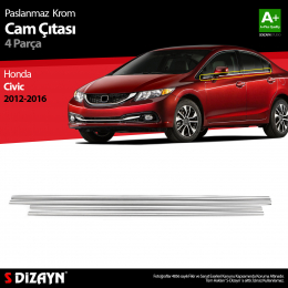 S-Dizayn Honda Civic Krom Cam Çıtası 4 Prç 2012-2016