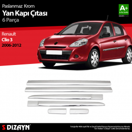 S-Dizayn Renault Clio 3 HB Krom Yan Kapı Çıtası 6 Prç 2006-2012