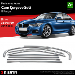 S-Dizayn Bmw 3 Serisi F30 Krom Cam Çerçeve Seti 8 Prç 2012 Üzeri A+ Kalite