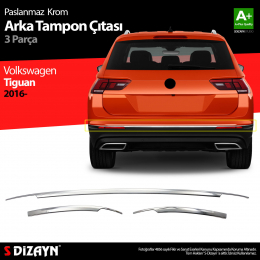 S-Dizayn VW Tiguan Krom Arka Tampon Alt Çıtası 3 Prç. 2016 Üzeri