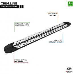 S-Dizayn Ford Connect Uzun Şase TrimLine Gri Yan Basamak 210 Cm 2002-2014