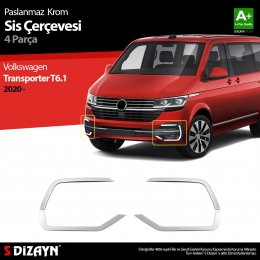 S-Dizayn VW Transporter T6.1 Krom Sis Farı Çerçevesi 4 Prç. 2020 Üzeri