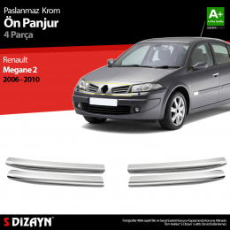 S-Dizayn Renault Megane 2 Krom Ön Panjur 4 Prç 2006-2010