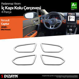 S-Dizayn Renault Captur 2 Krom İç Kapı Kolu Çerçevesi 4 Prç. 2020 Üzeri (Mat Krom)