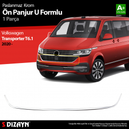 S-Dizayn VW Transporter T6.1 Krom U Formlu Ön Panjur Çıtası 2020 Üzeri