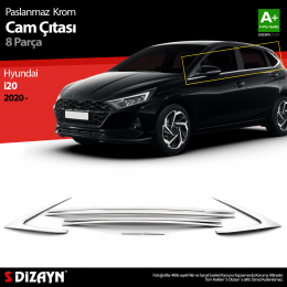 S-Dizayn Hyundai i20 Krom Cam Çıtası 8 Prç. 2020 Üzeri