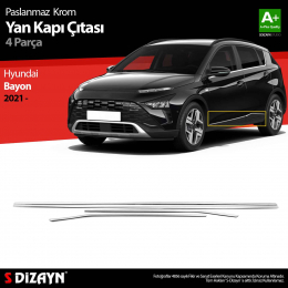 S-Dizayn Hyundai Bayon Krom Yan Kapı Çıtası 4 Prç. 2021 Üzeri