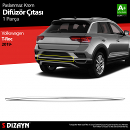 S-Dizayn VW T-Roc Krom Difüzör Çıtası Orta Parça 2019 Üzeri