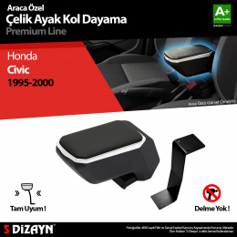 S-Dizayn Honda Civic Kol Dayama Kolçak Çelik Ayaklı ABS Gri 1995-2000 A+Kalite