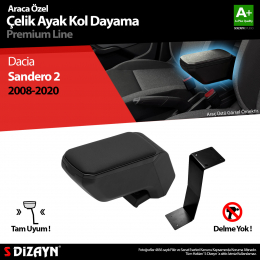 S-Dizayn Dacia Sandero Kol Dayama Kolçak Çelik Ayaklı ABS Siyah 2008-2020 A+Kalite