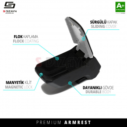 S-Dizayn Citroen C3 Kol Dayama Kolçak ABS Vidalı Gri 2017 Üzeri A+Kalite