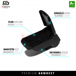 S-Dizayn Citroen C3 Kol Dayama Kolçak ABS Vidalı Siyah 2017 Üzeri A+Kalite