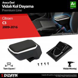 S-Dizayn Citroen C3 Kol Dayama Kolçak ABS Vidalı Gri 2009-2016 A+Kalite