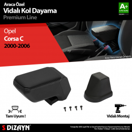 S-Dizayn Opel Corsa C ABS Vidalı Kol Dayama Kolçak Siyah 2000-2006 A+Kalite