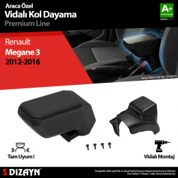 S-Dizayn Renault Megane 3 ABS Vidalı Kol Dayama Kolçak Siyah 2012-2016 A+Kalite