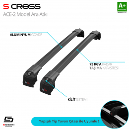 S-Dizayn Chery Tiggo 8 2018 Üzeri ACE-2 Model Siyah Ara Atkı A+ Kalite
