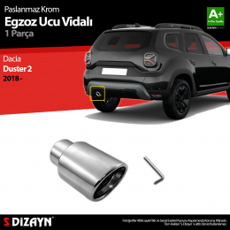 S-Dizayn Dacia Duster 2 Krom Egzoz Ucu Vidalı 60mm Çap 2018 ve Üzeri