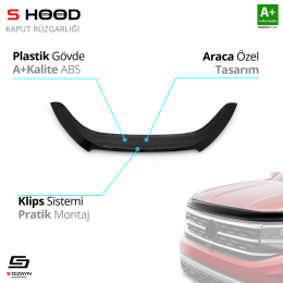 S-Dizayn Ssangyong Korando ABS Plastik Kaput Rüzgarlığı 2011-2018 A+Kalite